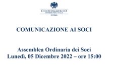 Comunicazione ai soci – Assemblea ordinaria del 05 Dicembre 2022